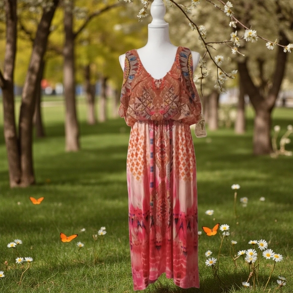 ONE WORLD Dresses & Skirts - ONE WORLD SLEEVELESS PULLOVER BOHO MULTICOLOR DRESS SIZE LG. NWT